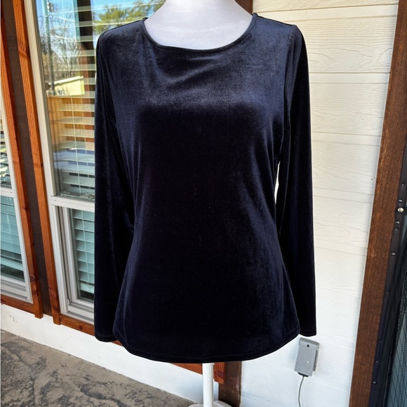 Boden Tops - Boden Navy Blue Velvet Long Sleeve Top US 8 UK 12 Stretch
